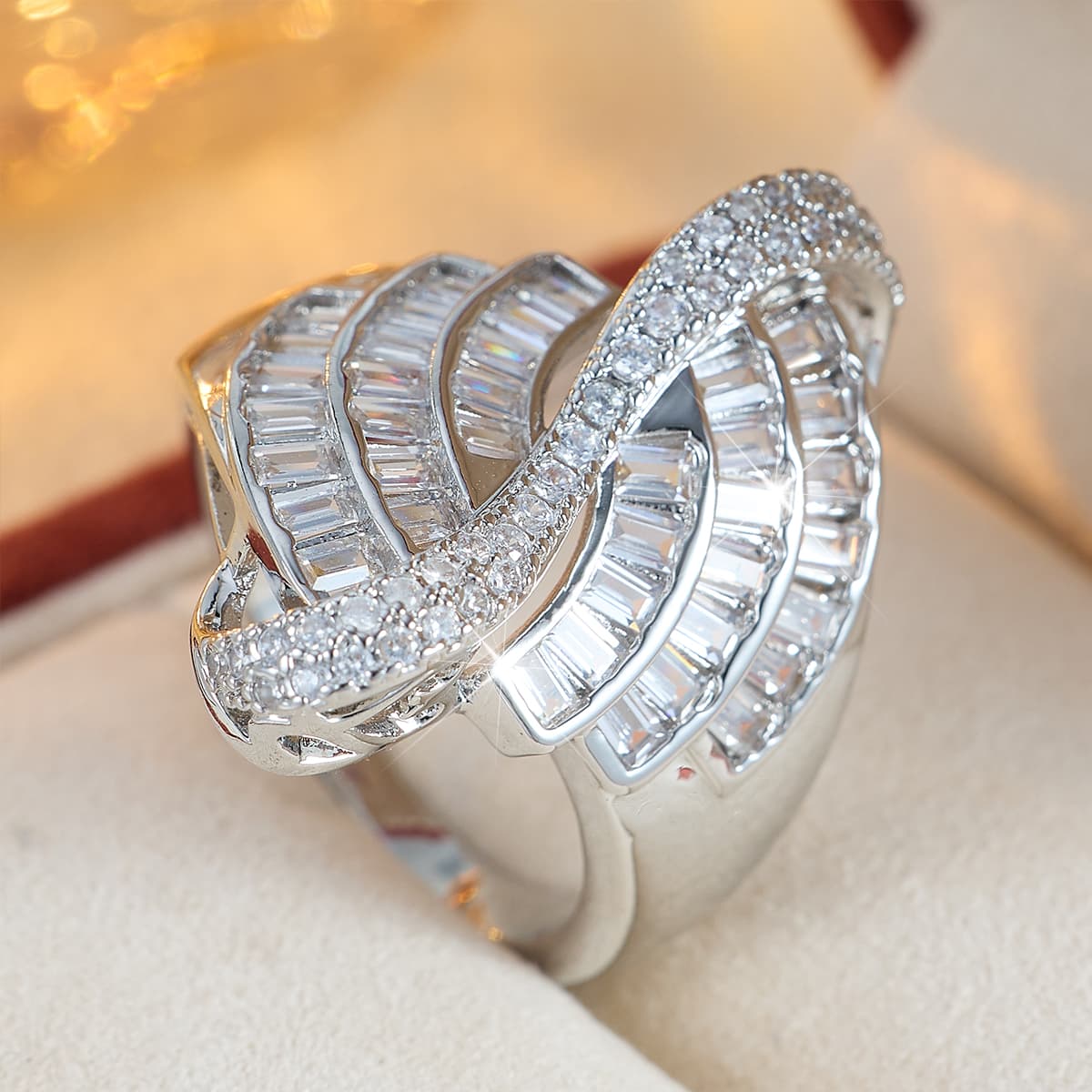Plated Twisted Swirl Ring Suitable for Men & Women